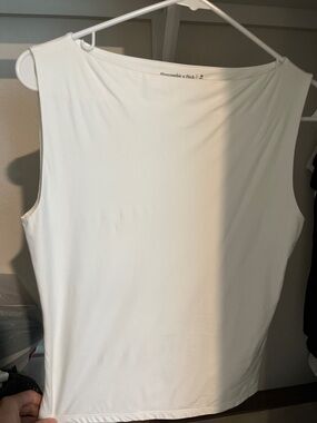 Abercrombie & Fitch White Boatneck Sleeveless Tank